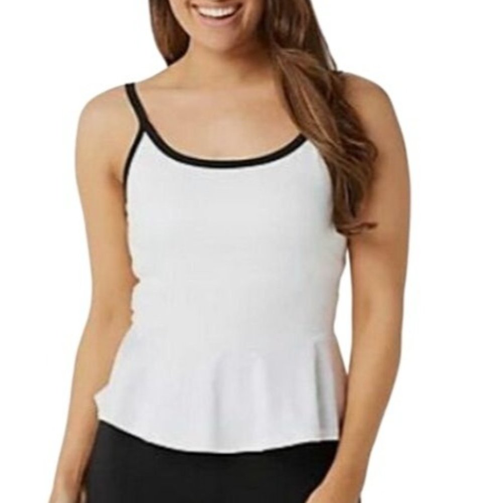 Tracy Anderson G.I.L.I. Women's White Peplum Performance Fit Cami Tank Top Sz XL